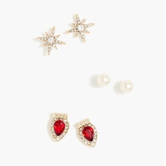 J.Crew Factory Holiday Lights Stud Earrings Set-of-Three - Picture 2 of 6